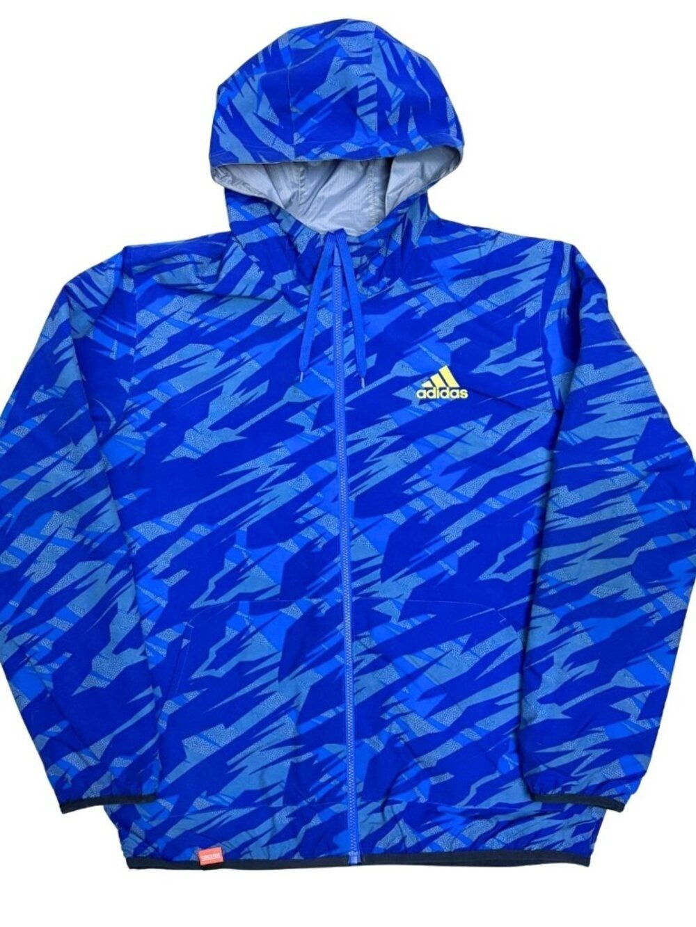 ADIDAS REVERSIBLE 2-in-1 Windbreaker Jacket Blue Hood Light Coat Mens Large